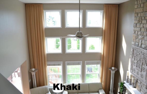 2 Extra Long Sheer Curtains For High Ceiling 10 16 17 18 24 Ft Feet Different Colors Custom Made 120 Inches Wide 2 Story Drape Free Swatch
