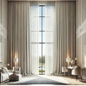 Very wide curtains 100&quot; 150&quot;  200&quot; and 300&quot; wide  and tall with gathering tape at the top and pocket top and hooks.(1 Panel) Custom Ikiriska