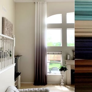 Ombre Sheer chiffon Curtains  drapes extra long 10-20 ft for high ceiling Iiriska custom made. High tall White black gray, brown panel