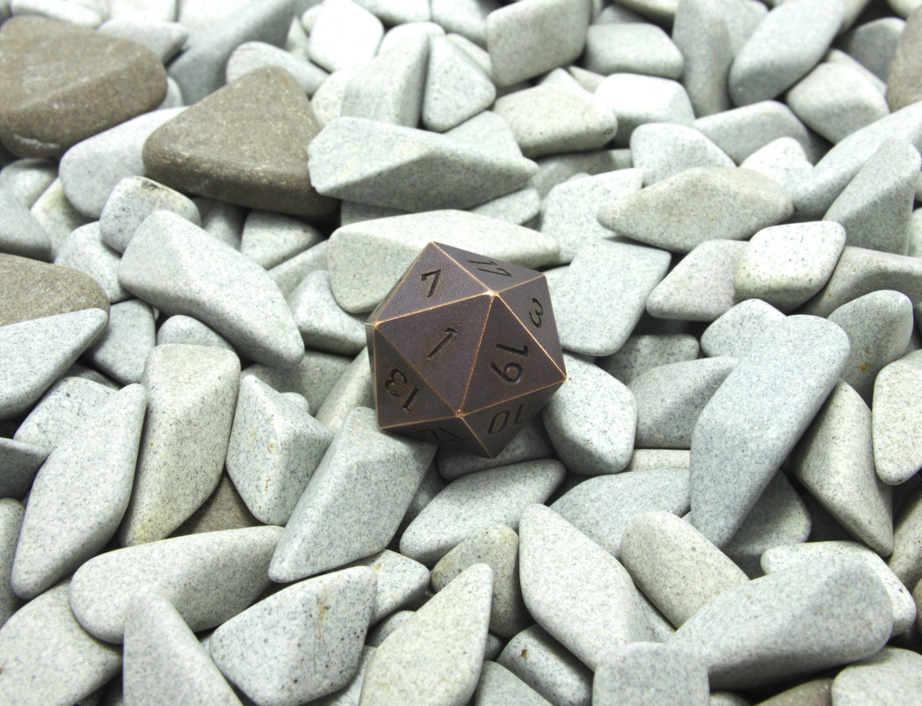 Copper D20 Die Blasted, Dark Forced Patina