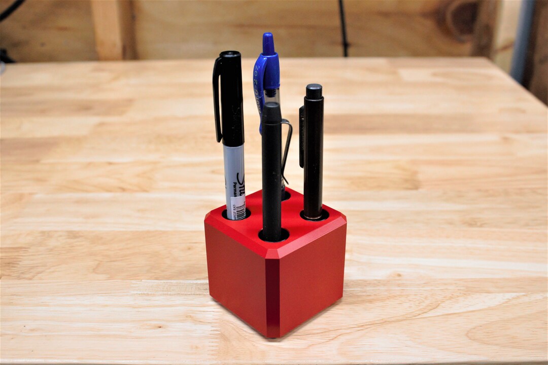 Stoplight Red Cerakoted Aluminum Cube Pen Holder V2 Etsy