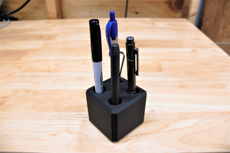 Graphite Black Cerakoted Aluminum Cube Pen Holder V2 Etsy