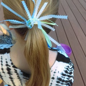 Color changing patriotic ribbon ponytail holder changes color in the sun solar uv activated hair accessories photochromic elastic 2pk image 6