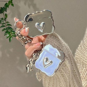 For AirPods Pro 2 Aesthetic Silver Heart Earphone Case for AirPods Pro 2 AirPod 3 2 1 AirPods 3 Case AirPods 1 2 Case Cute Airpod Pro Case