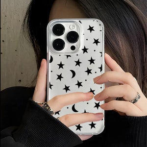 Cute Moon and Stars Phone Case for iPhone 14 13 12 11 Pro Max XR XS 8 Aesthetic Phone Case for Samsung Galaxy S23 S22 Ultra S21 S20 S21 Plus