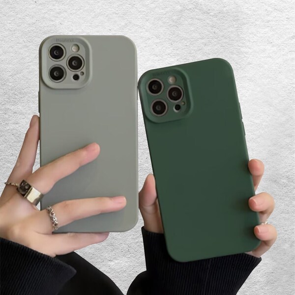 Aesthetic Minimal Dark Green Phone Case for iPhone 15 Pro Max 14 13 12 11 XS Max XR X XS Cute iPhone 15 Plus Case Egirl Vsco Phone Case