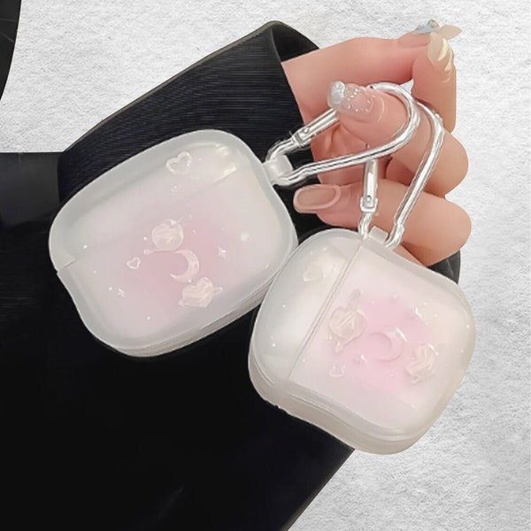 Lindo gradiente luna estrella impresión AirPod caso para Airpods Pro 2, caso AirPods 3, caso para AirPod 1 2, caso AirPod Pro, caso Kawaii AirPods Pro 2