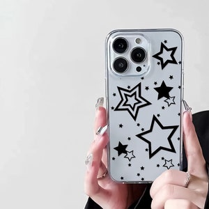 Y2K Star Clear Phone Case for iPhone 15 14 13 12 11 Pro Max XR XS 8 Y2K Aesthetic Phone Case for Samsung Galaxy S23 S22 Ultra S21 S20 Plus