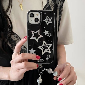 Cute Y2k Glitter Stars Phone Case with Bracelet for iPhone 14 13 12 Pro Max iPhone 14 13 12 11 Case iPhone 14 Pro Case Aesthetic Phone Case