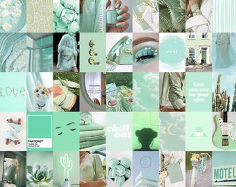 Mint Green Wall Collage Kit Green Aesthetic Wall Collage Etsy