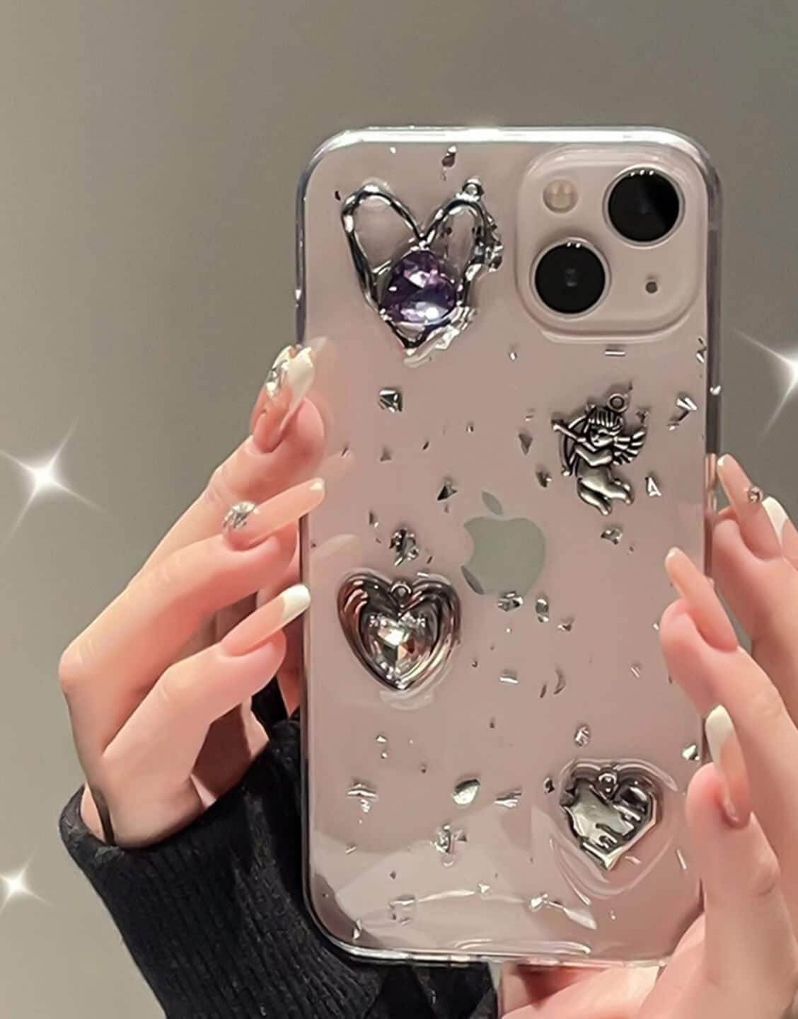 Y2k Heart Phone Case for 15 14 13 12 11 Pro XS Max X XR Glitter Soft Case  iPhone 15 14 13 12 11 Case Cute Phone Case Aesthetic Kawaii Case 