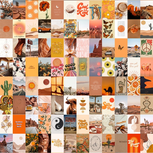 Dreamy Desert Wall Collage Kit (Digital Download), Boho Aesthetic Wall Collage, Dorm Decor, Photo Collage Kit, Girl Room Decor 147Pcs
