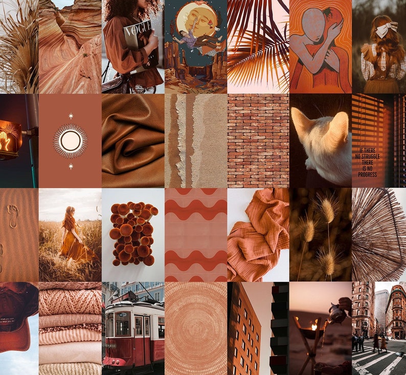 WALL COLLAGE KIT Rust Orange Collage Kit Boho Collage Wall - Etsy