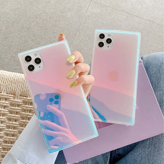 Cute Square Gradient Laser Iphone 13 12 11 Pro Max Case Iphone Etsy