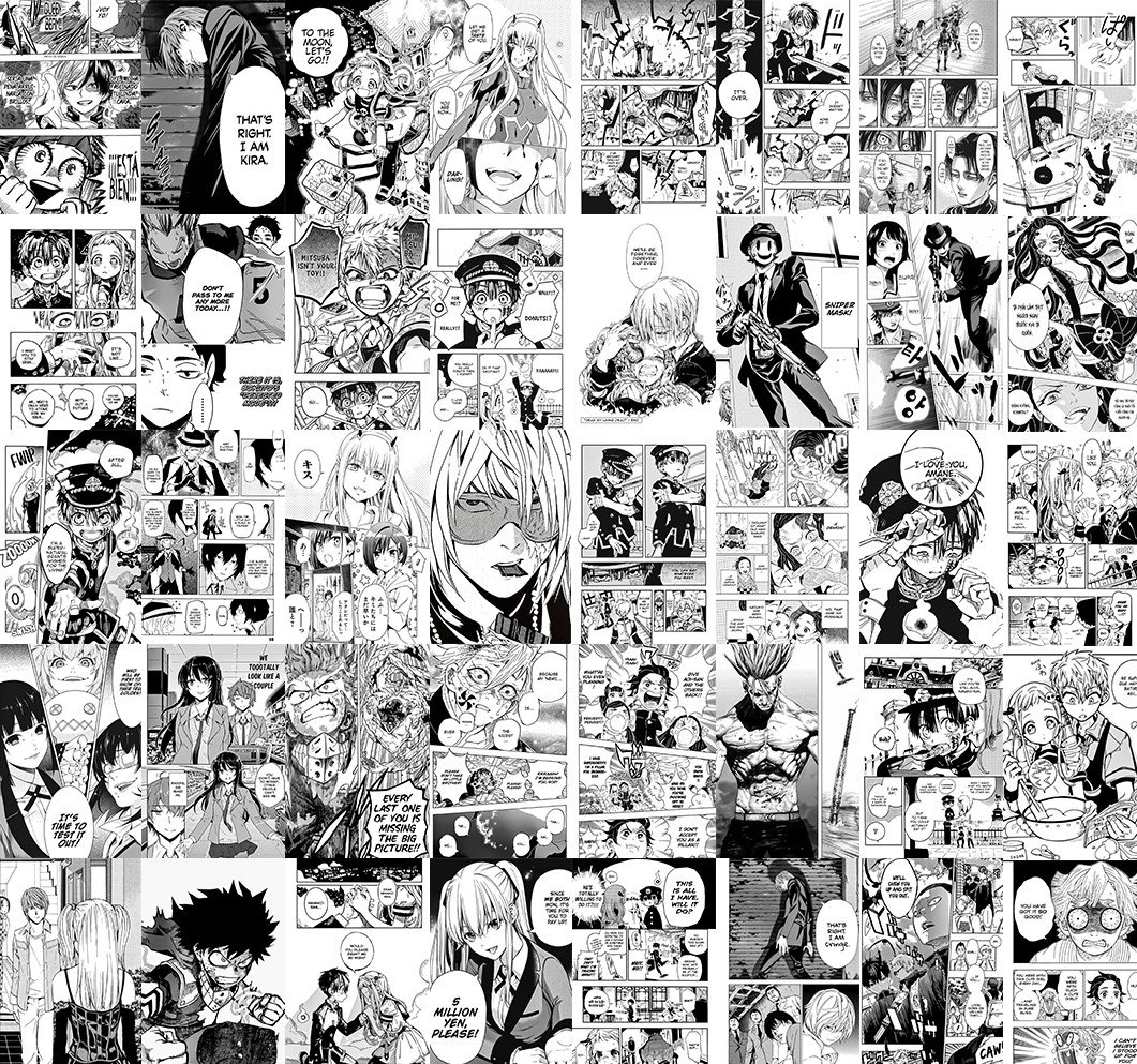 172 Manga Panels Wall Collage Kit Digital Collage Kit Anime Etsy