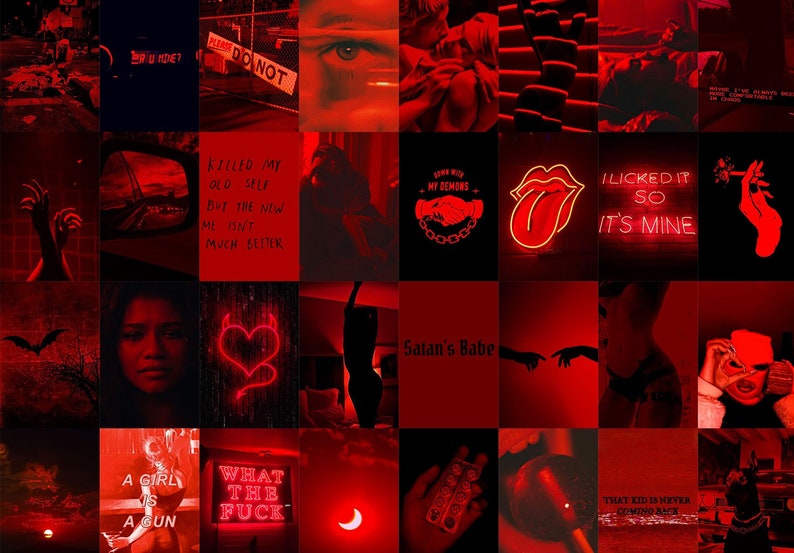 Dark Red Collage Kit Red WALL COLLAGE Grunge Picture Collage Etsy