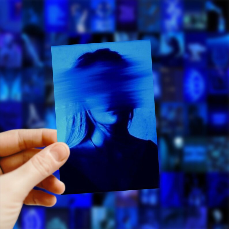 BLUE WALL COLLAGE Kit Dark Blue Aesthetic Collage Kit Etsy