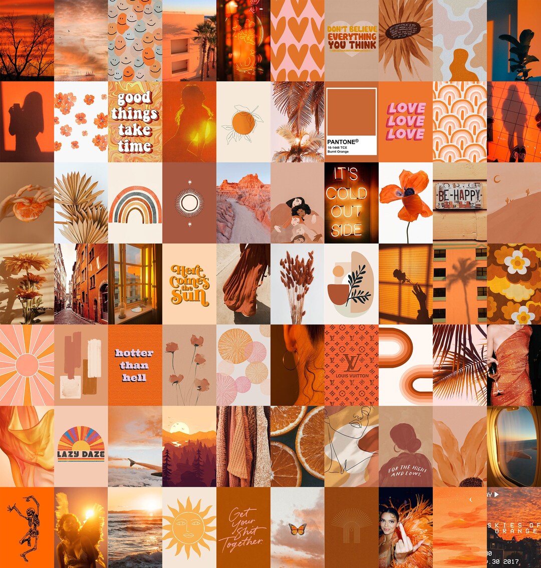 Boho Burnt Orange Wall Collage Kit, Photo Wall Collage, Aesthetic