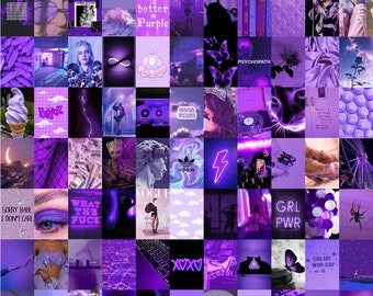 PURPLE WALL COLLAGE - Wall Collage Kit - Photo Wall Collage - Purple Aesthetic Collage Kit, Aesthetic Room Decor, Digital Download 120Pcs