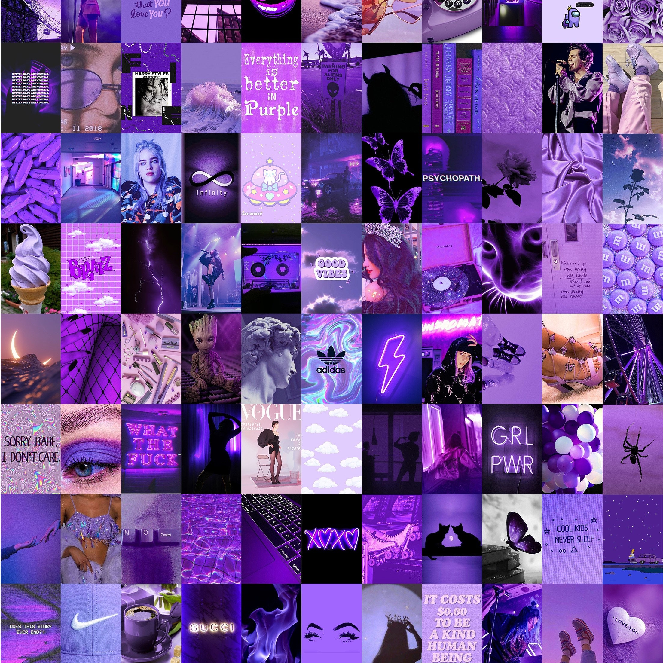 Purple Wall Collage Kit, Baddie Aesthetic, Purple Room Decor