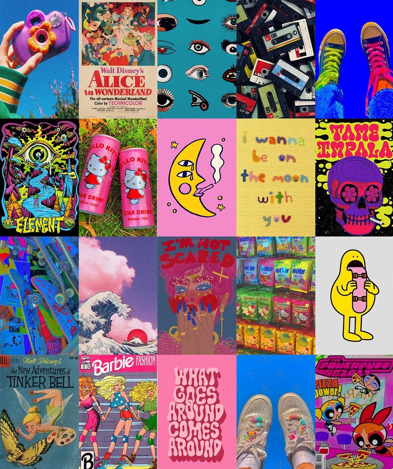 Aesthetic Wall Collage Kit Indie Wall Decor Indie Collage Etsy France