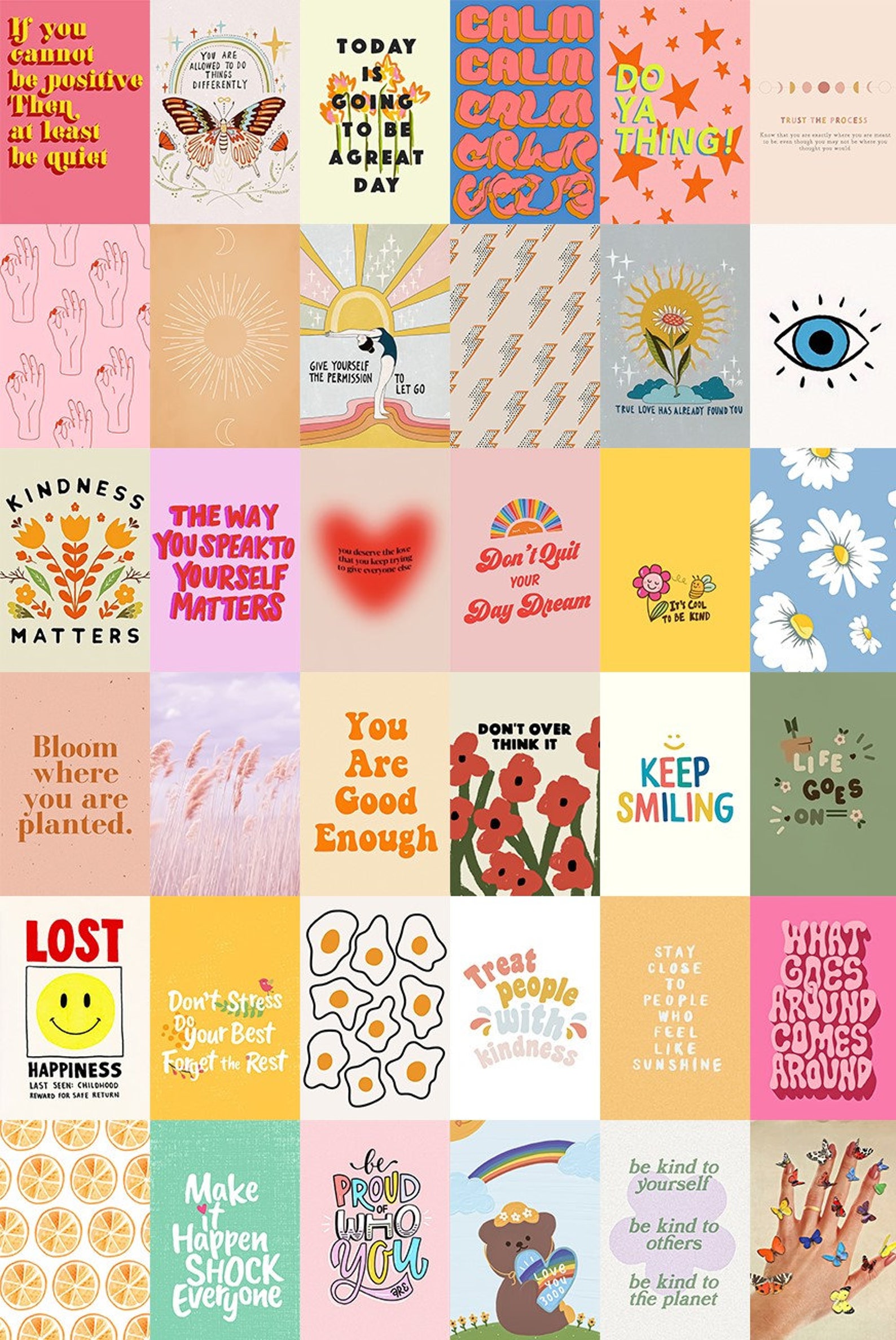 Positive Vibes Aesthetic Wall Collage Kit digital Collage - Etsy