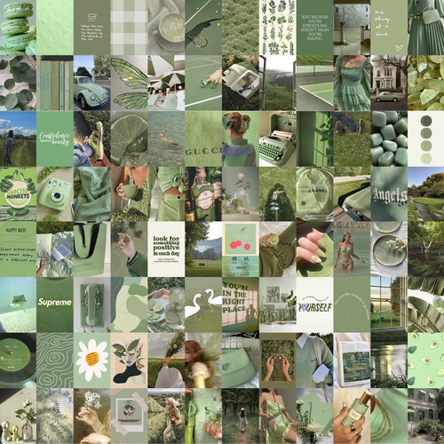 Sage Green Wall Collage Kit Botanical Matcha Aesthetic Photo - Etsy