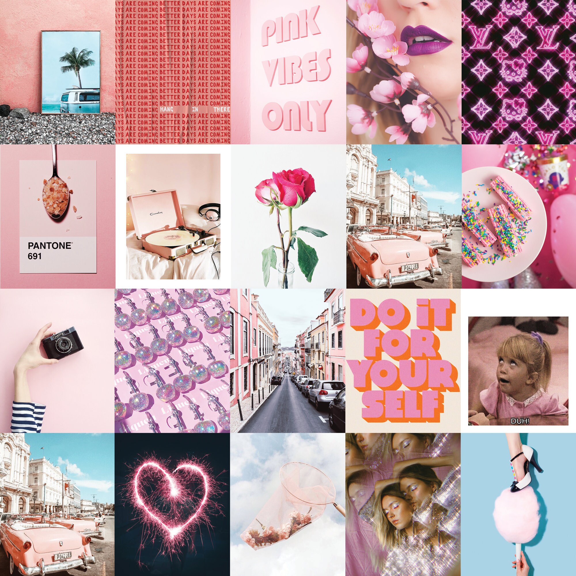 Pink Wall Collage Kit Digital Download 40pcs Etsy