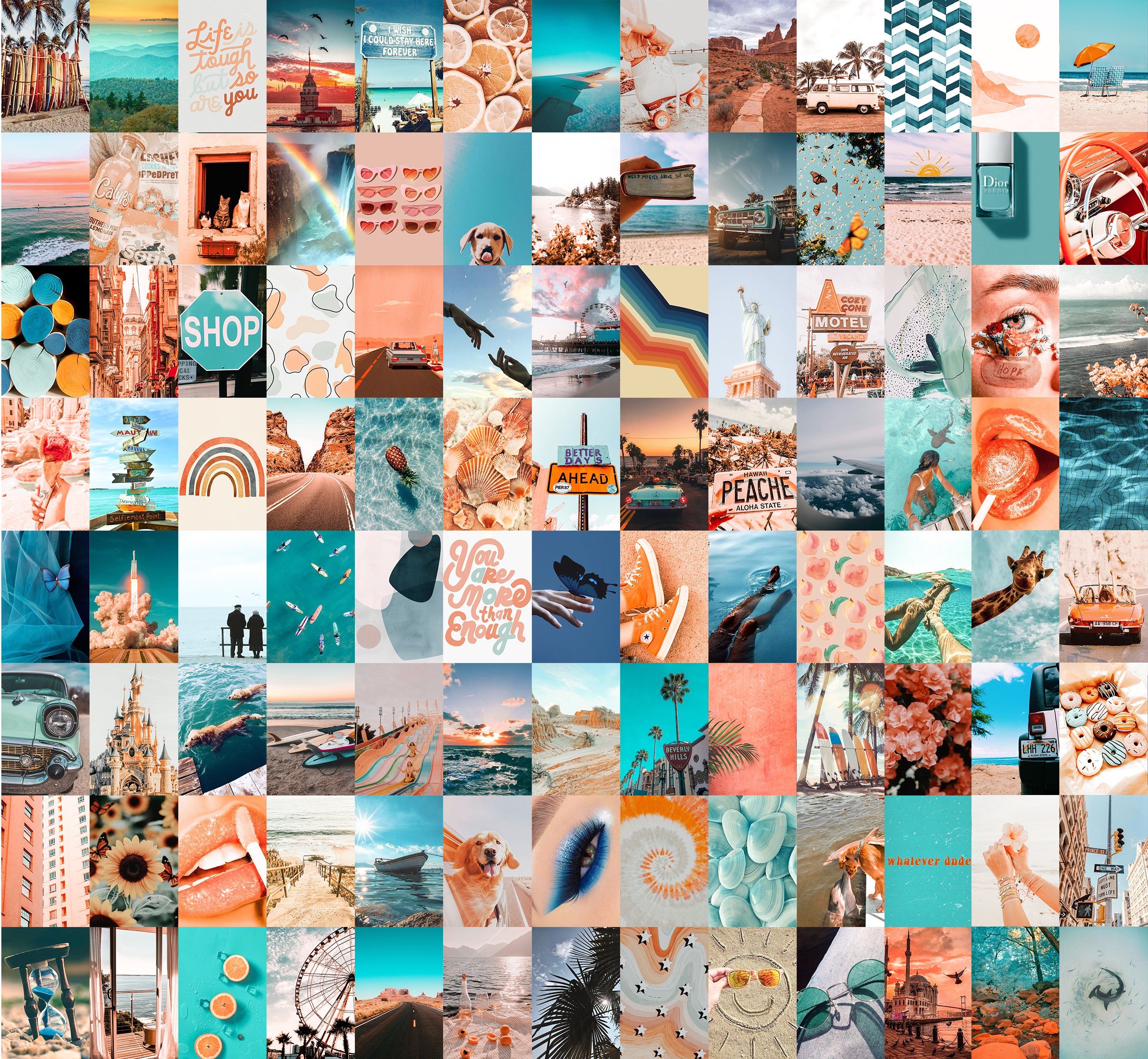WALL COLLAGE KIT Teal Collage Kit Beach Boho Wall Collage Etsy