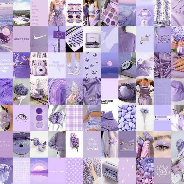 Lavender Soft Purple Collage Kit, Purple WALL COLLAGE, Picture Collage Kit, Purple Collage Wall Décor, Aesthetic Room Decor Digital Download