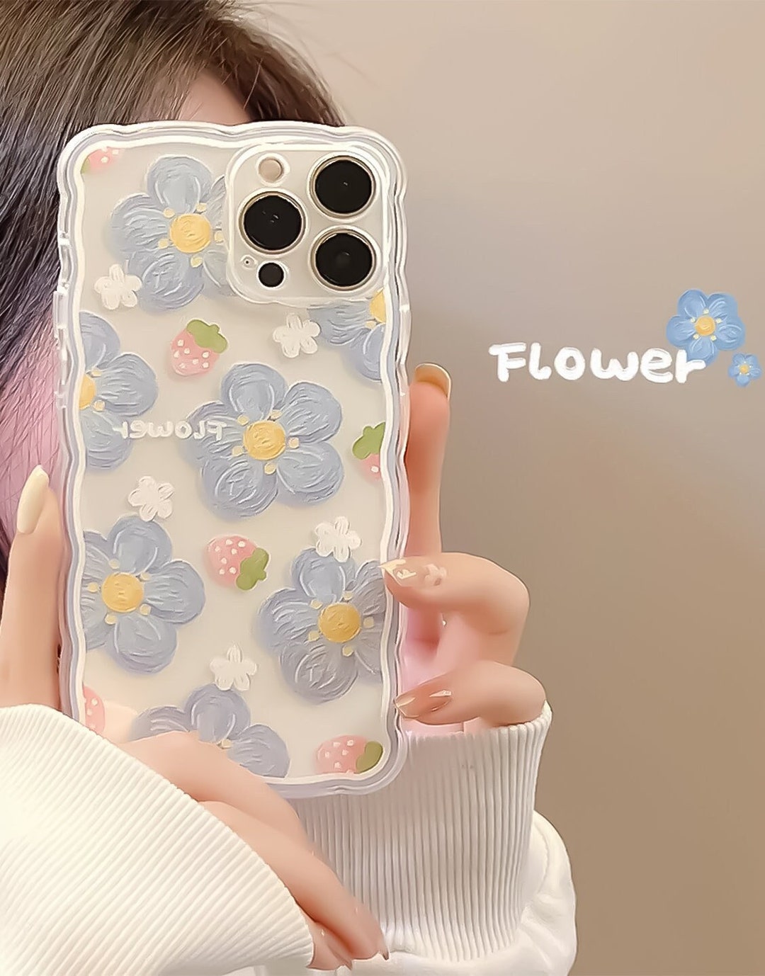 Aesthetic Black Tulip Wavy Phone Case for iPhone 14 Pro Max 13 