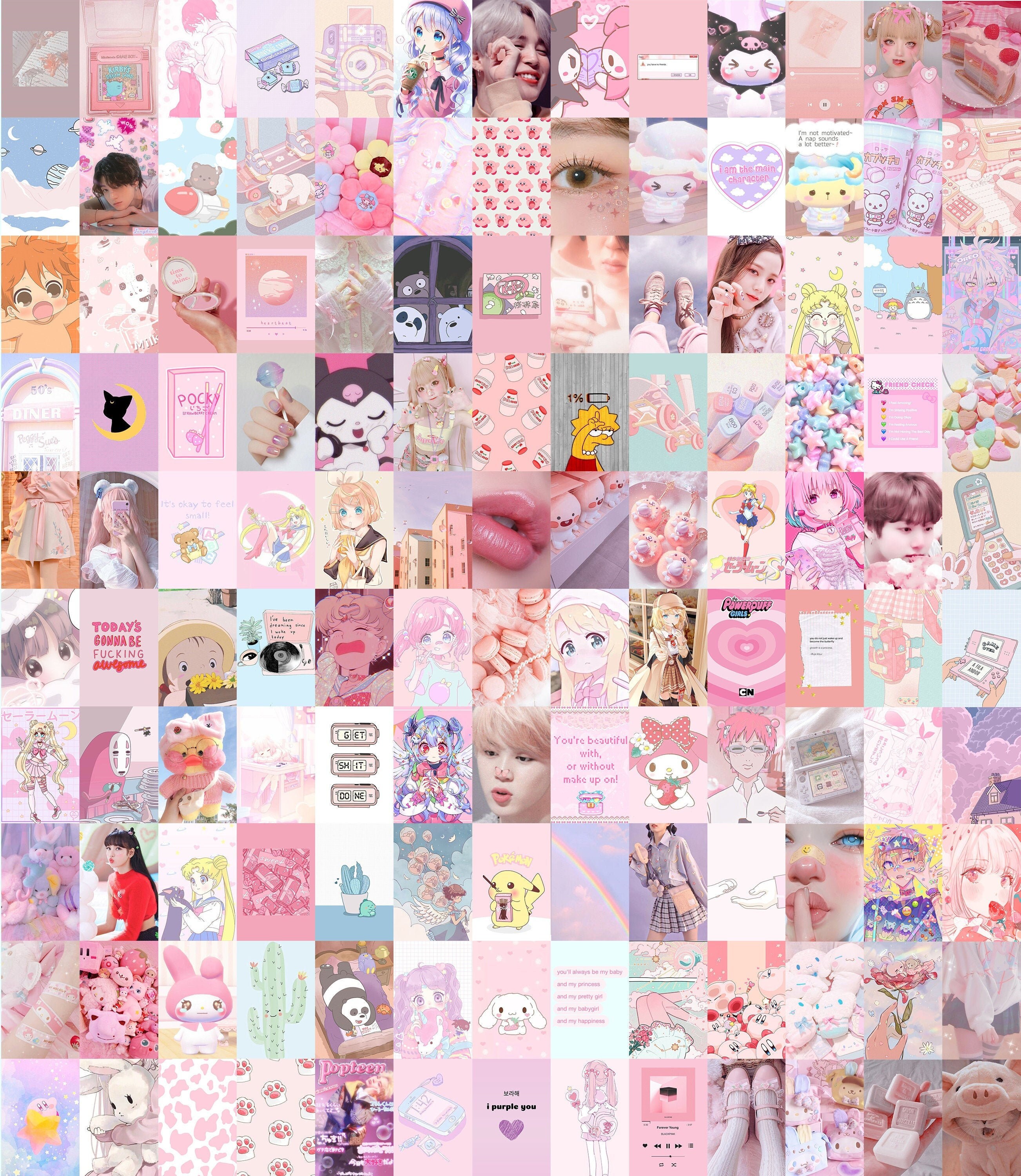 Anime Wall Collage Kit digital Download 138pcs Aesthetic Etsy Canada