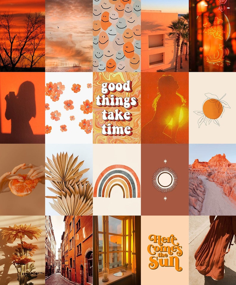Boho Burnt Orange Wall Collage Kit Digital Download 70Pcs | Etsy