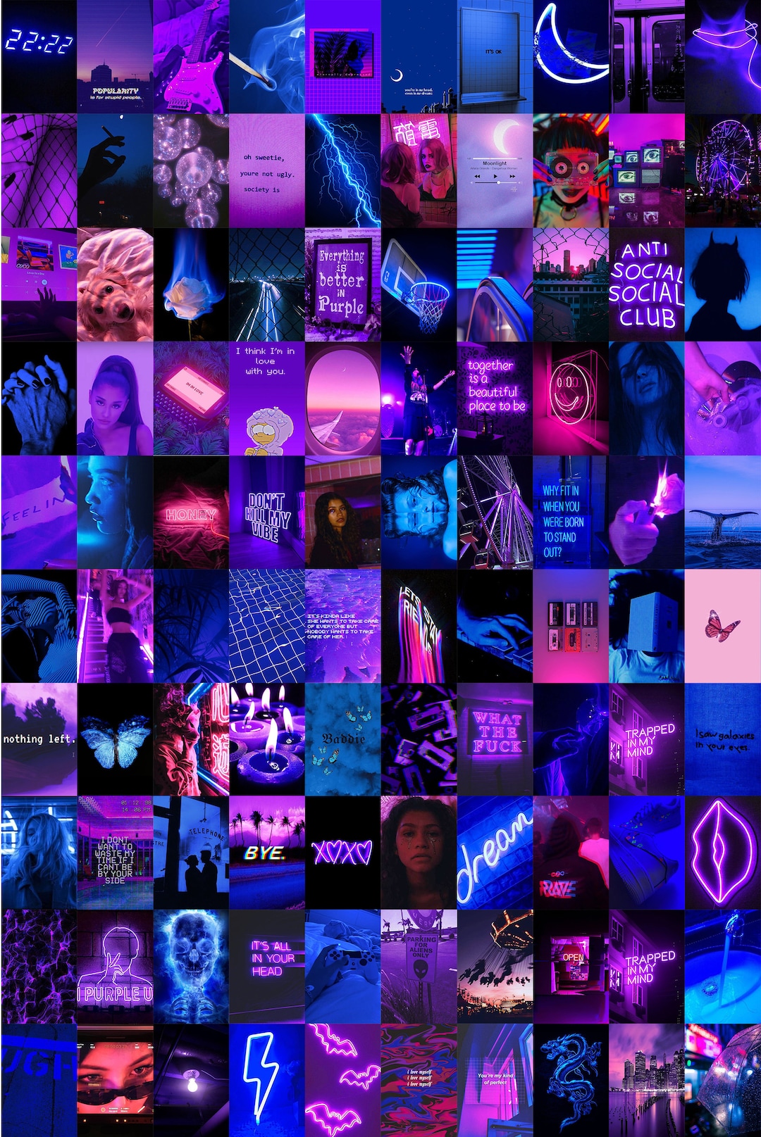Blue Purple Pink Photo Wall Collage Kit digital Download Picture ...