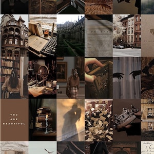 Dark Academia PHOTO COLLAGE KIT, Dark Brown Aesthetic Wall Collage Kit ...