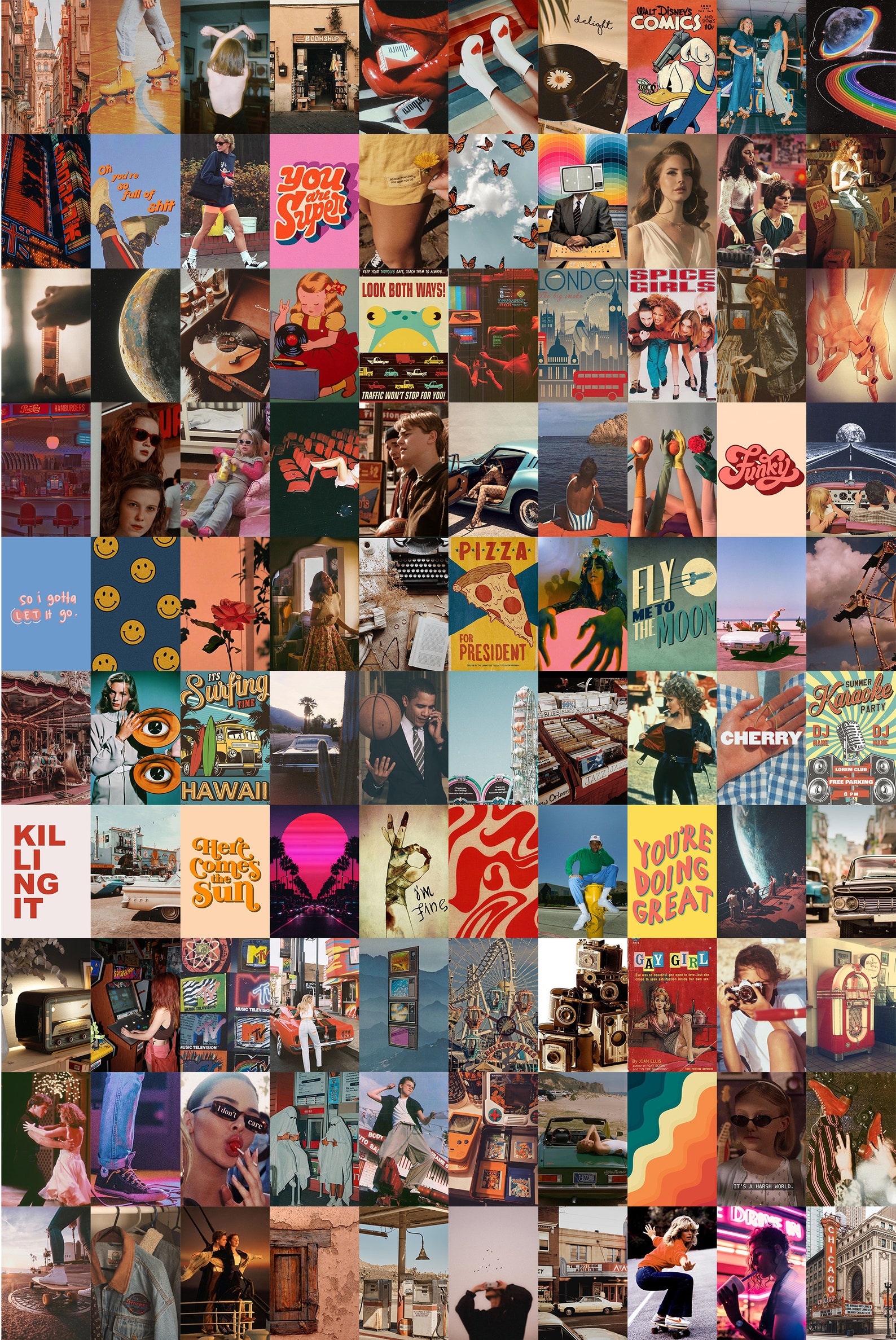 90s Retro Wall Collage Kit Aesthetic Room Decor Printable Etsy UK