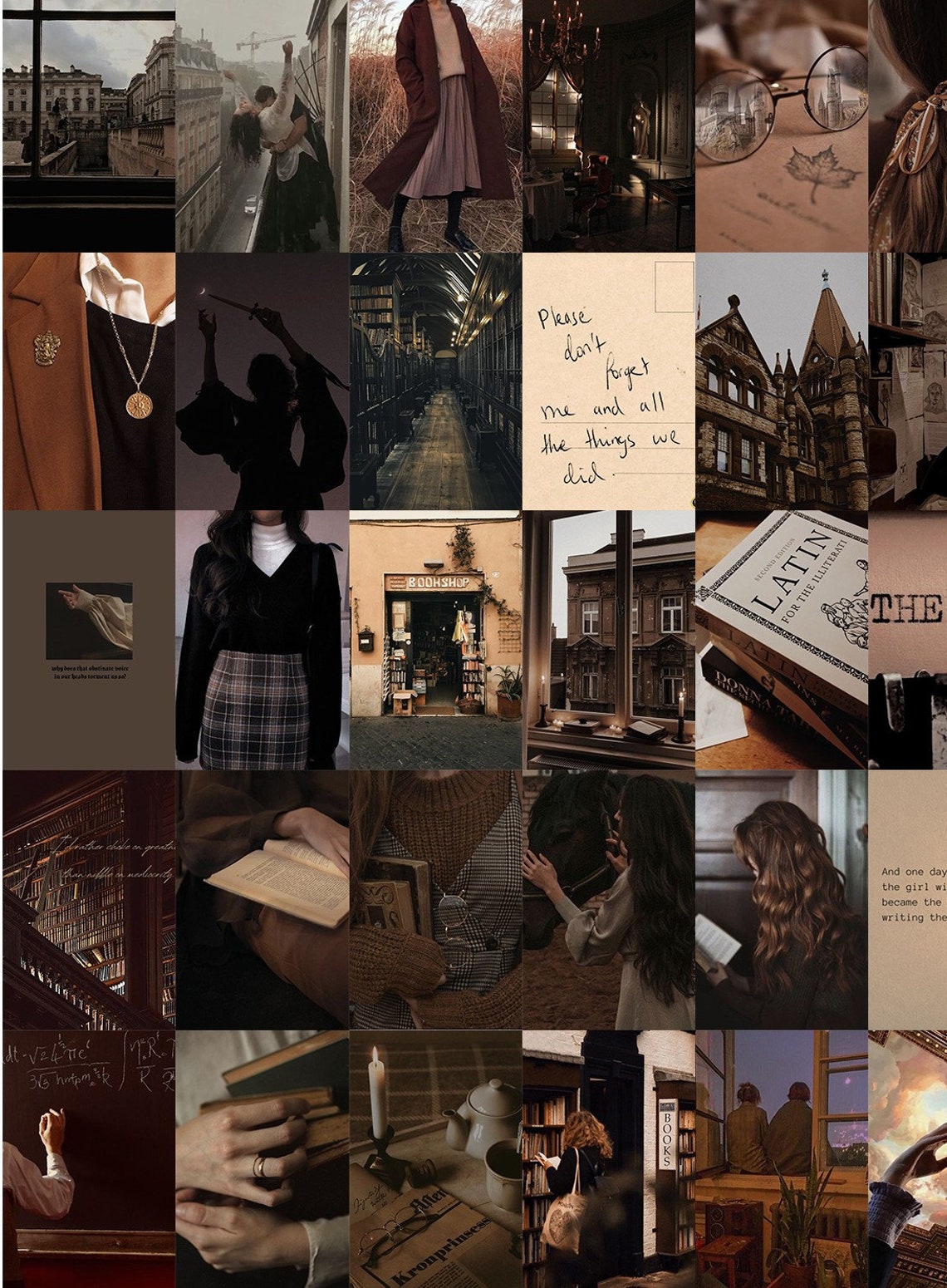 Dark Academia PHOTO COLLAGE KIT Dark Brown Aesthetic Wall | Etsy