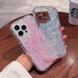 Cute Wavy Glitter Phone Case for iPhone 14 Pro Max 13 12 Mini 11 case Kawaii iPhone 14 13 12 11 Pro Case iPhone XR XS Max 7 8 Plus SE Case