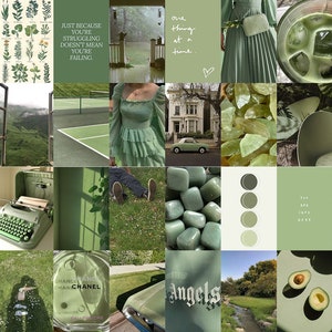 Sage Green Wall Collage Kit Green Aesthetic Wall Collage - Etsy