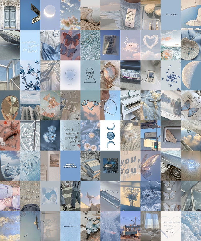 Dreamy Blue Wall Collage Kit Blue Wall Collage Photo Wall Etsy