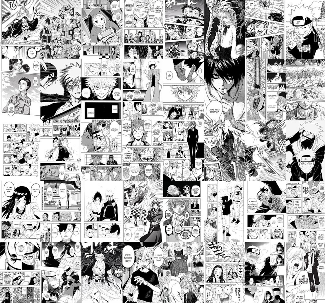 172 Manga Panels Wall Collage Kit Digital Collage Kit Anime Etsy