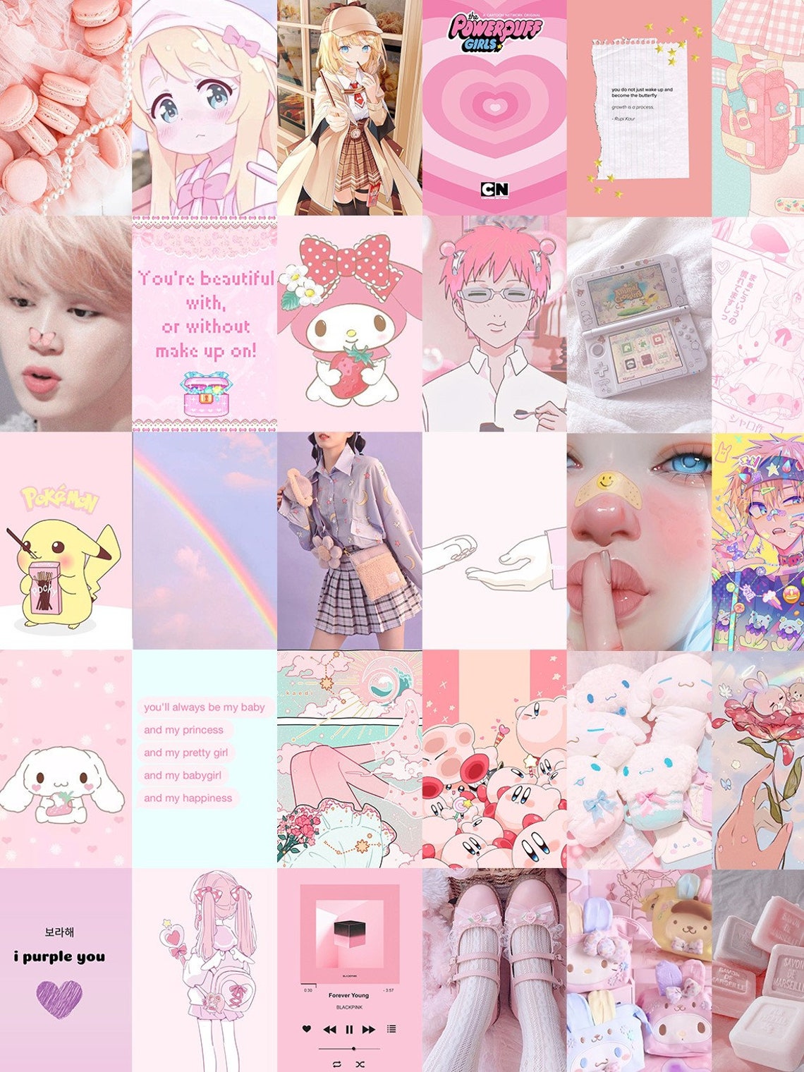 Anime Wall Collage Kit digital Download 138pcs Aesthetic Etsy