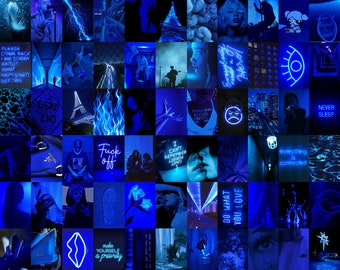 60 digitaldark Blue Aesthetic Collage Kit Dark Blue Photo