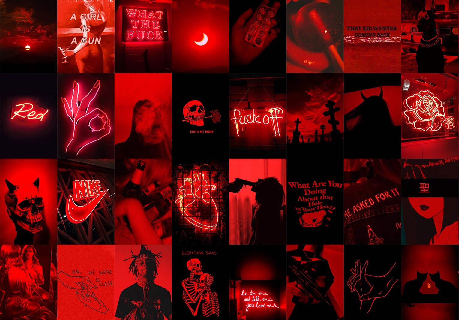 Dark Red Collage Kit Red Wall Collage Grunge Picture Collage Etsy
