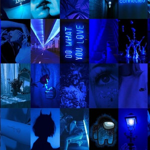 BLUE WALL COLLAGE Kit Dark Blue Aesthetic Collage Kit, Aesthetic Wall ...