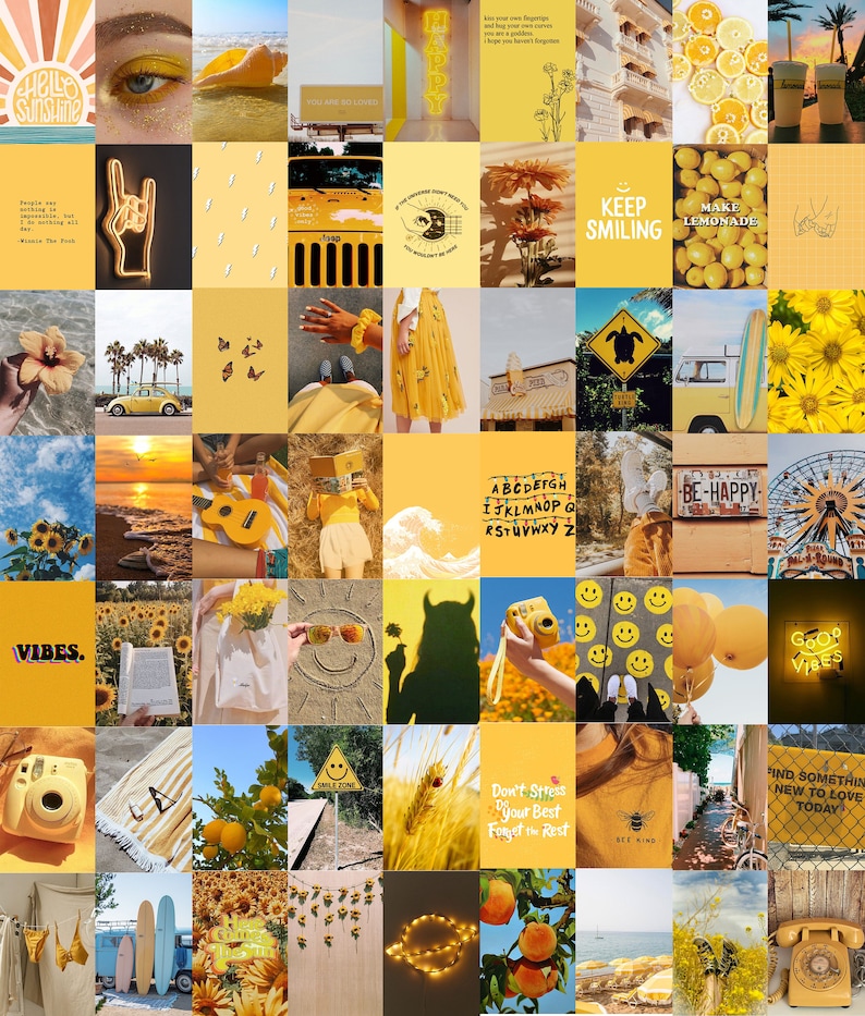 Sunshine Wall Collage Kit Yellow Aesthetic Photos VSCO | Etsy