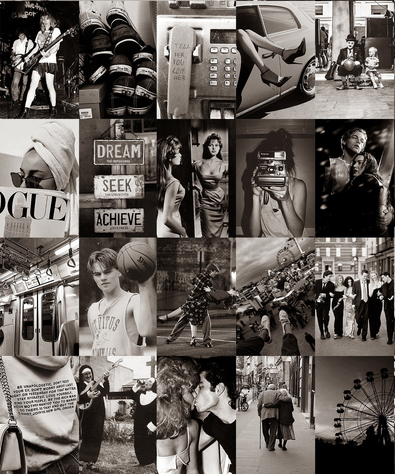 Vintage Black and White Wall Collage Kit Digital Download Etsy