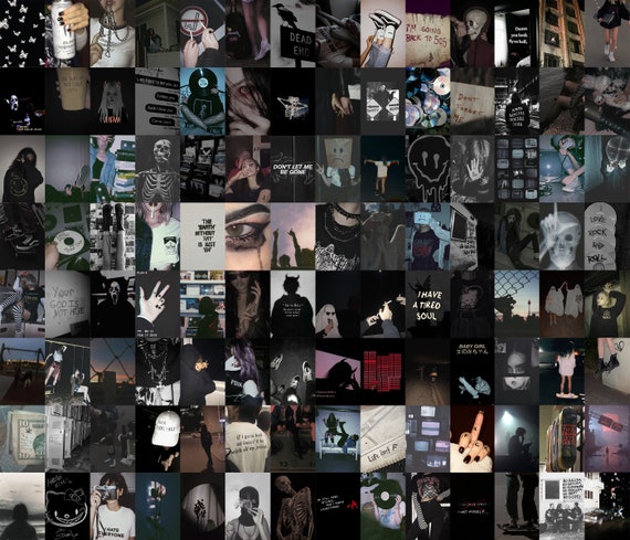 Goth Aesthetic Wall Collage Kit Grunge Wall Collage Kit Grunge Wall Decor  Grunge Room Decor Goth Room Decor 100PCS 