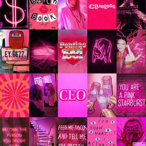 Hot Pink Wall Collage Kit, Photo Wall Collage, Pink Aesthetic Collage ...