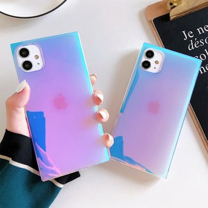 Purple Laser Square iPhone Case iPhone 15 14 13 12 11 Pro Max case Kawaii iPhone 15 14 13 12 11 Case Cute iPhone Case Aesthetic Phone Case